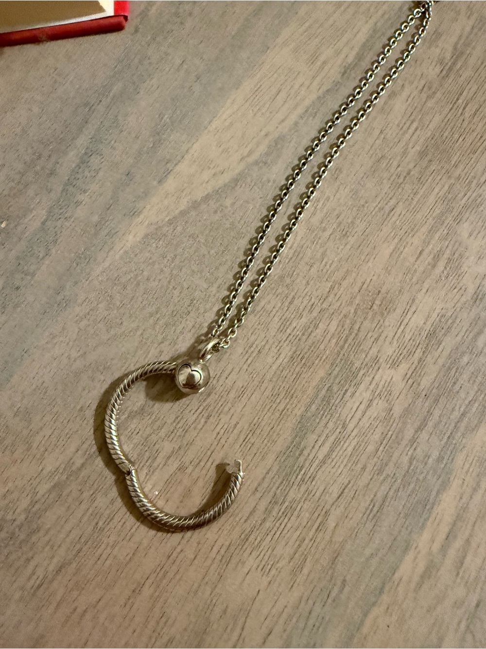Pandora Silver Circle small O Pendant with adjustable Necklace - 16 inch - Picture 2 of 3